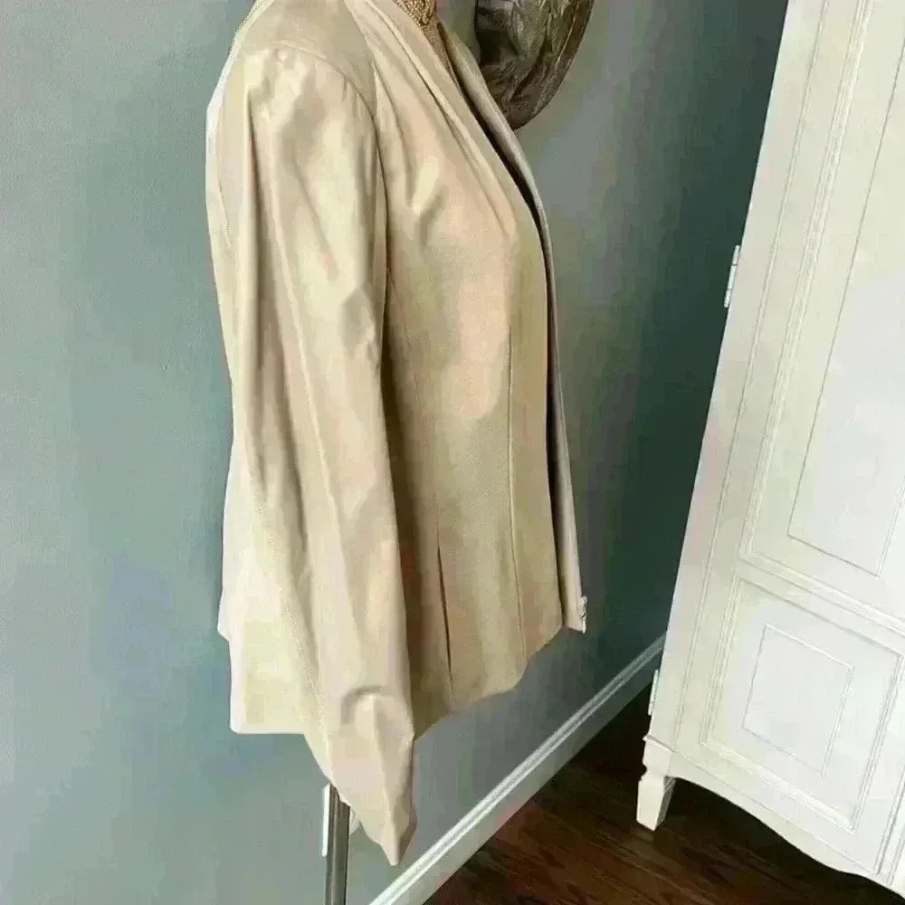 Lafayette 148 leather trim blazer NWT size 16 - Picture 3 of 7